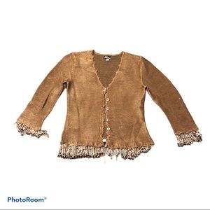 Vintage Elaris Bronze knit beaded cardigan